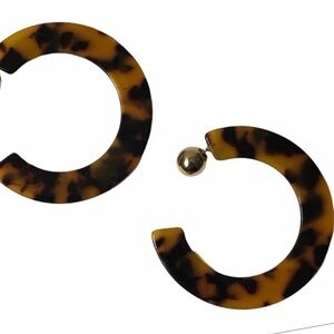 Acrylic Tortoise Hoop Earrings Gold Ball Back